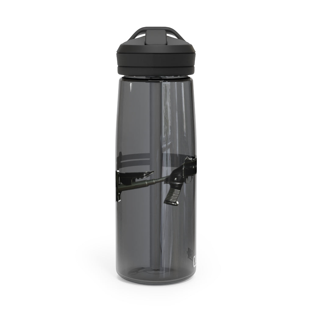 CamelBak Eddy® Water Bottle in 20oz and 25oz sizes, made from durable Tritan™ material, featuring a spill-proof biting valve and easy-carry handle.